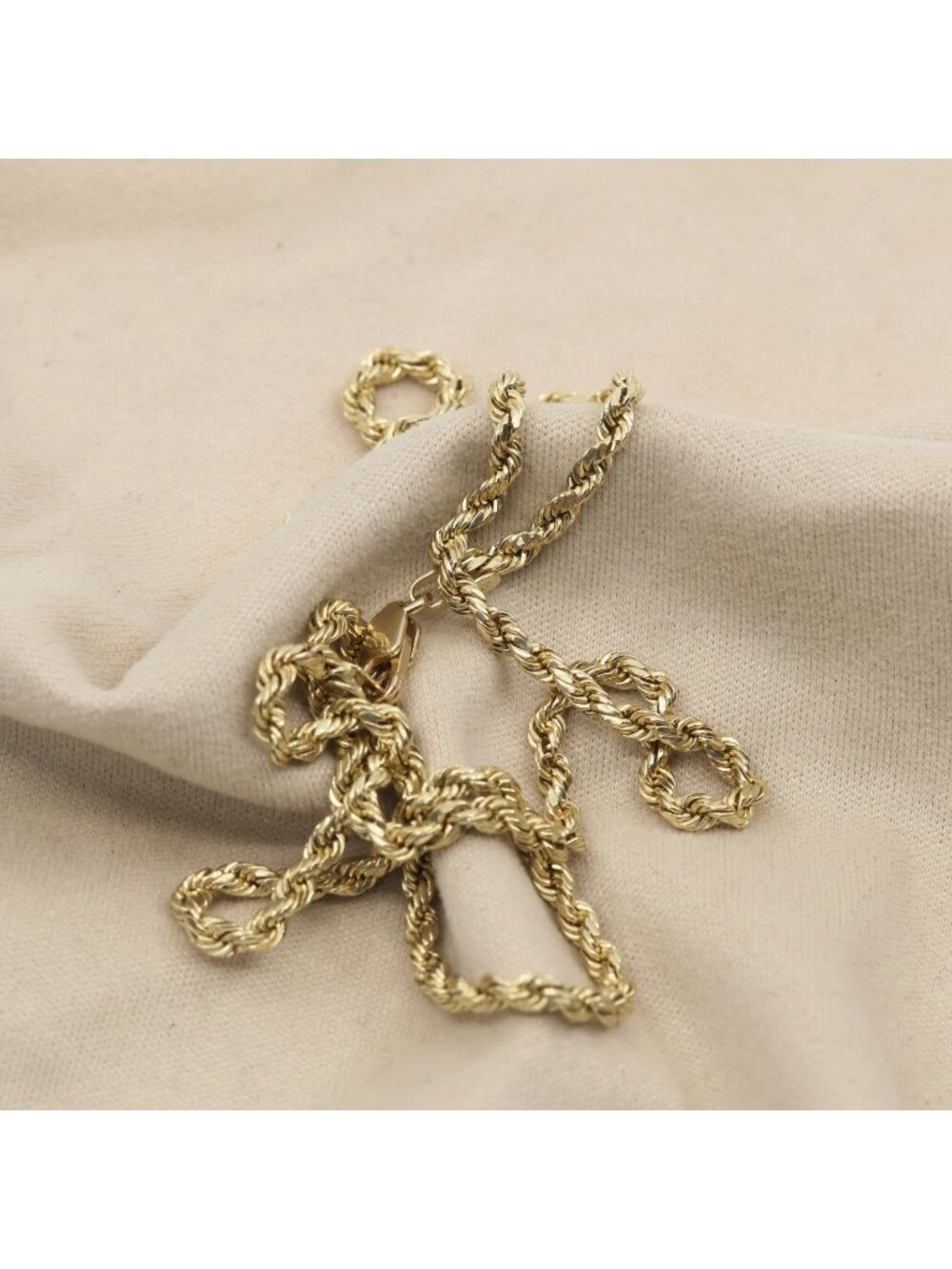 Unique 14K Karat Solid Yellow Gold Designer Rope Chain Necklace - 18" Length